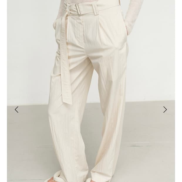 르 크리즈 나일론 와이드 슬랙스 팬츠 크림/아이보리 S