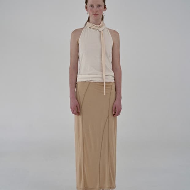 베르소 Scarf Halter-Neck Top cream