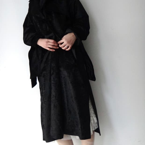 Velvet hunt long jacket / black