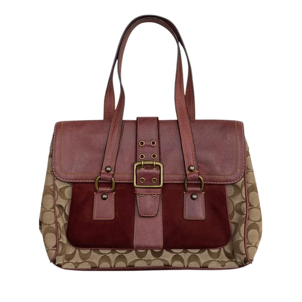 코치 y2k 딥레드 버클 숄더백