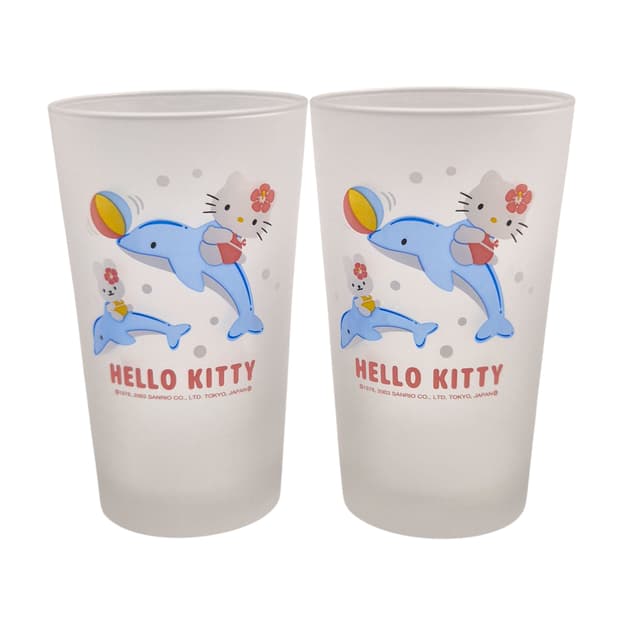 03s 헬로키티 불투명 돌고래 롱 글라스 세트