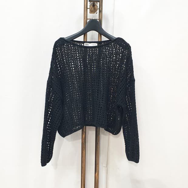 자라 크로셰 니트 탑 S