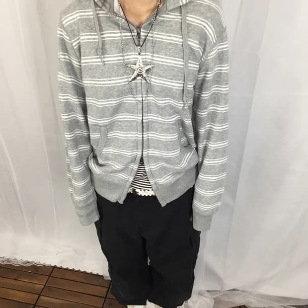 UNIQLO Grey Stripe Zip Hoodie