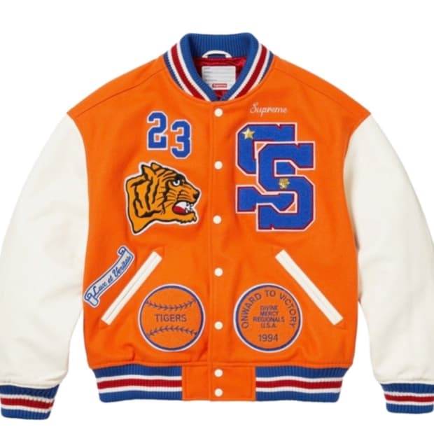슈프림 타이거 바시티 자켓 오렌지