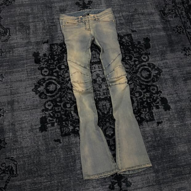 Balmain 15ss slim boots cut biker pants
