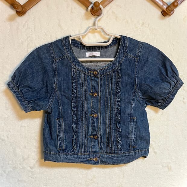 빈티지 리즈리사 반팔 청자켓 아우터