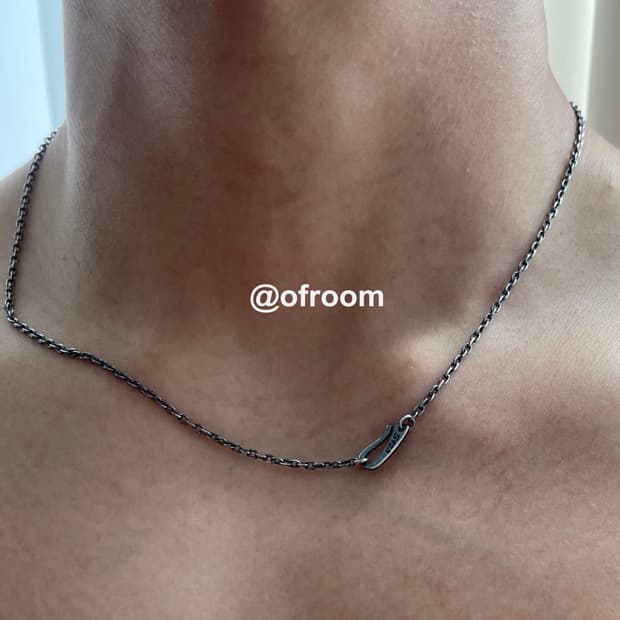(2.1mm) 앤틱실버925 빈티지 훅 체인 목걸이 50cm