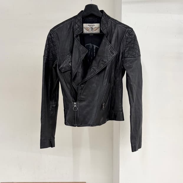 디젤 블랙 퀄팅 라이더 자켓 