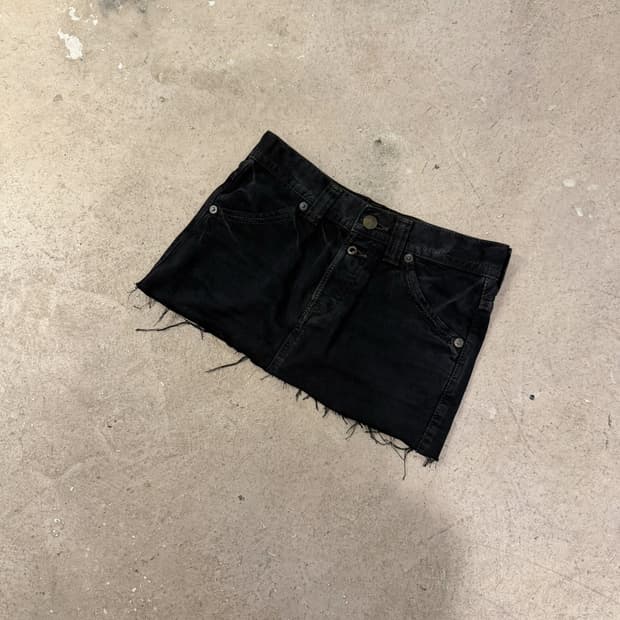 블랙 데님 미니스커트
