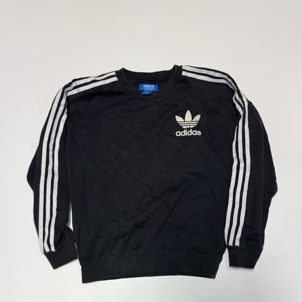 여성 아디다스 삼선 트랙 트레이닝 기모 맨투맨 블랙