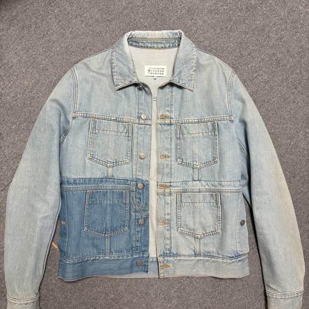 마르지엘라 17ss 블루 패치워크 데님 자켓