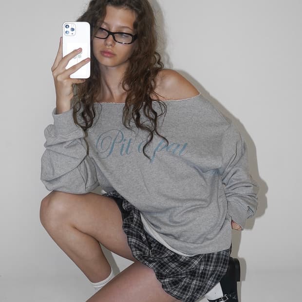 블랙업 키피니 보트넥 프린팅 그레이