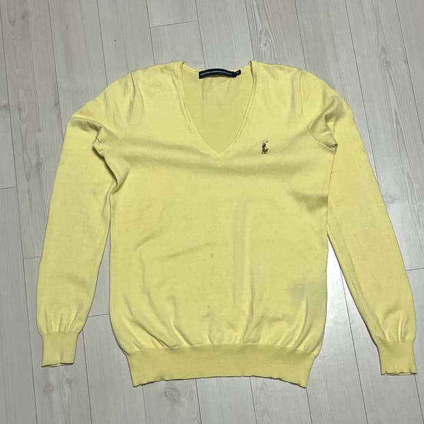 폴로 코튼 니트 연노랑