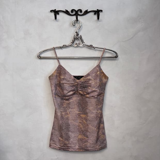 Metal pink gold python sleeveless