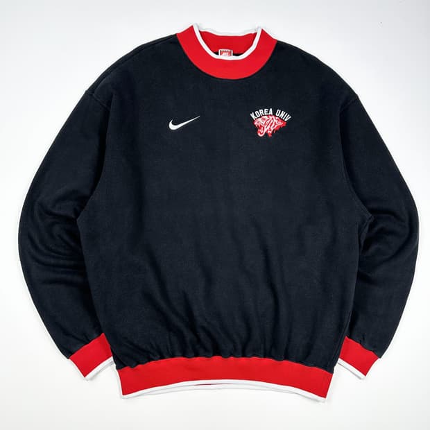 90s 나이키 올드스쿨 고려대 모크넥 맨투맨 블랙 2XL