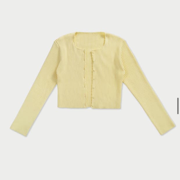 당일배송🌸) 위드아웃썸머 리브드 골지 가디건 옐로우 위아썸