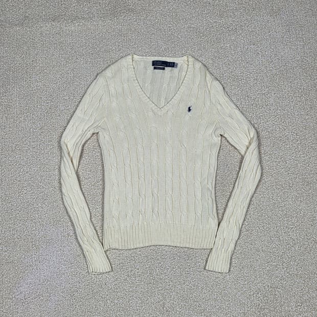[폴로 랄프로렌] 피마 코튼 브이넥 케이블 니트 | 00262