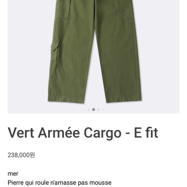 머듈 vert armee cargo -E fit 28size