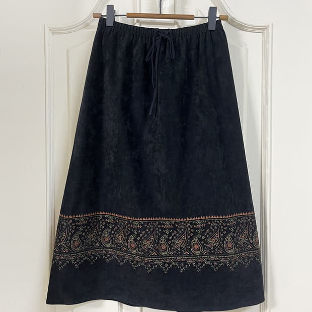 vintage ethnic suede skirt