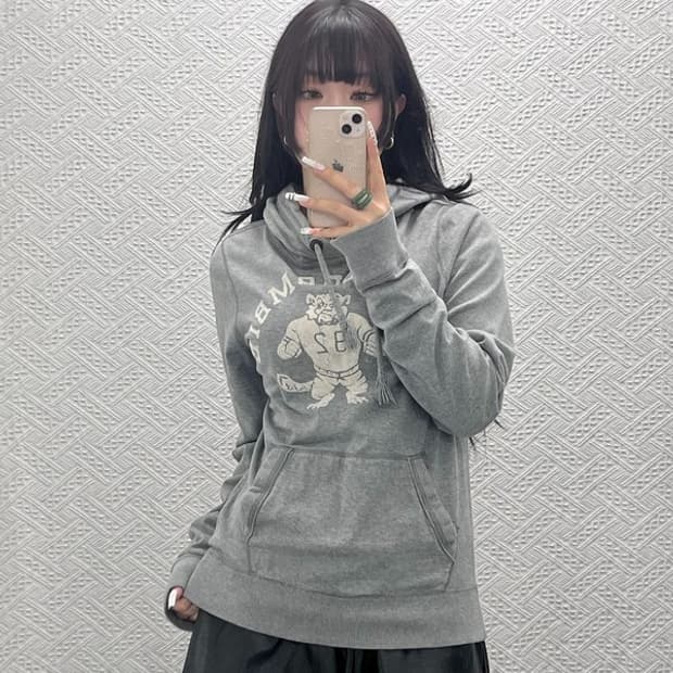 아베크롬비 빈티지 Y2K 스트릿 펑크 불독 후드티 S C10818