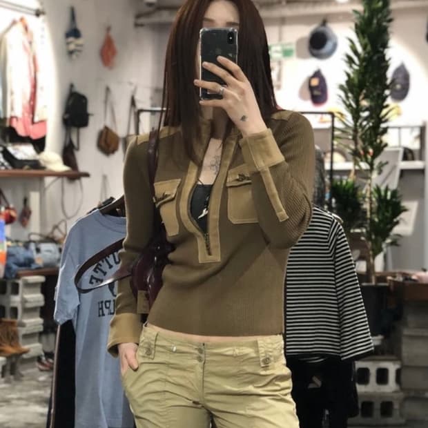 [1939]Epoch brown half zip sweater