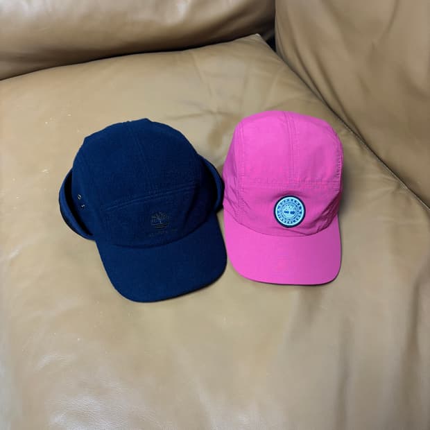 슈프림 팀버랜드 캠프캡 모자 이어플랩 투인원 버건디