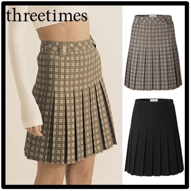 쓰리타임즈 체크 플리츠