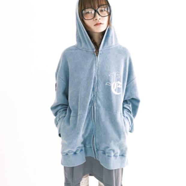 샵페어리 워싱 와플 후드집업