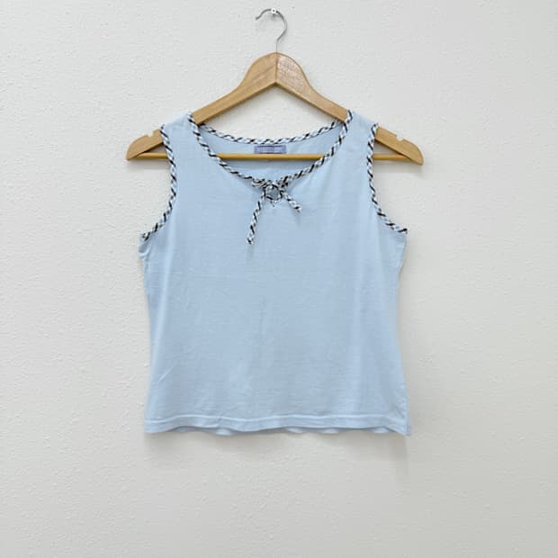 빈티지 스카이 리본 슬리브리스