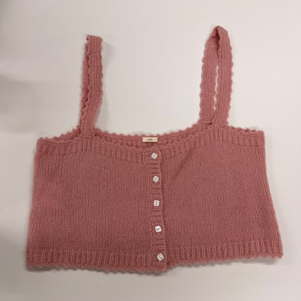 비아플레인 viaplain 핑크 니트 뷔스티에 (새제품)