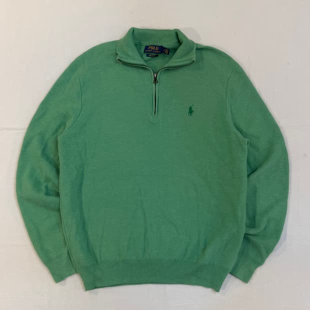 폴로 랄프로렌 반집업 와플 코튼 니트 그린