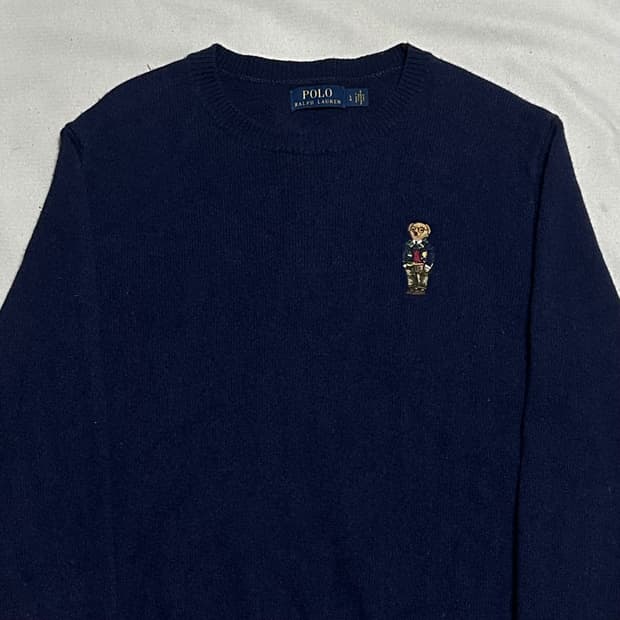 L 폴로랄프로렌 스몰 폴로베어 네이비 울 니트