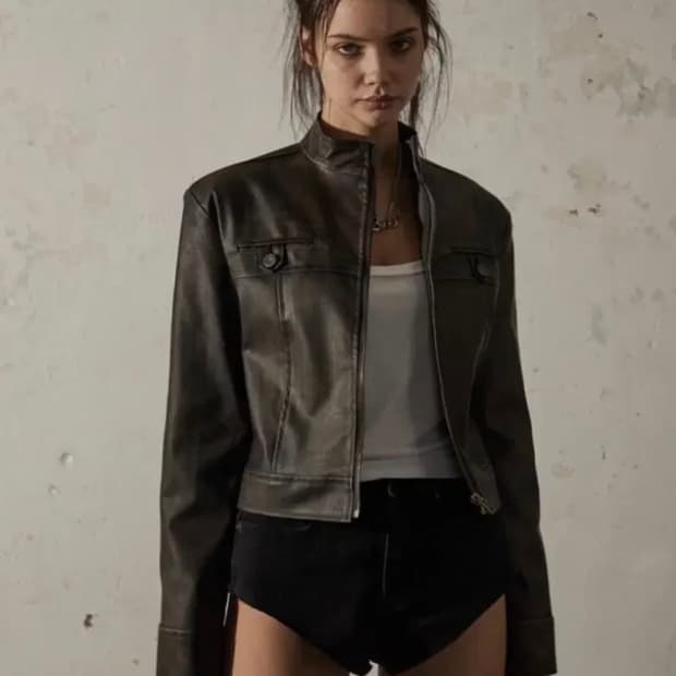 레더자켓 워시드브라운