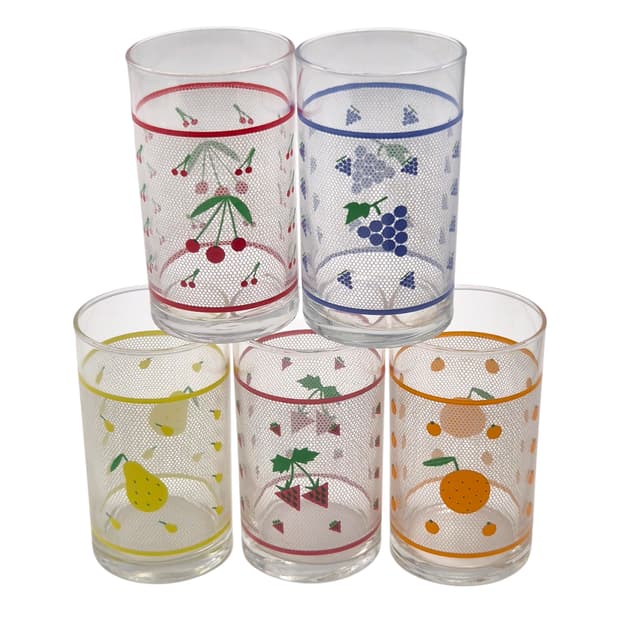 80s 아데리아 레트로 과일 픽셀 글라스 1p