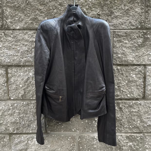 [36] vanessabruno 다크 브라운 여성 레더 자켓