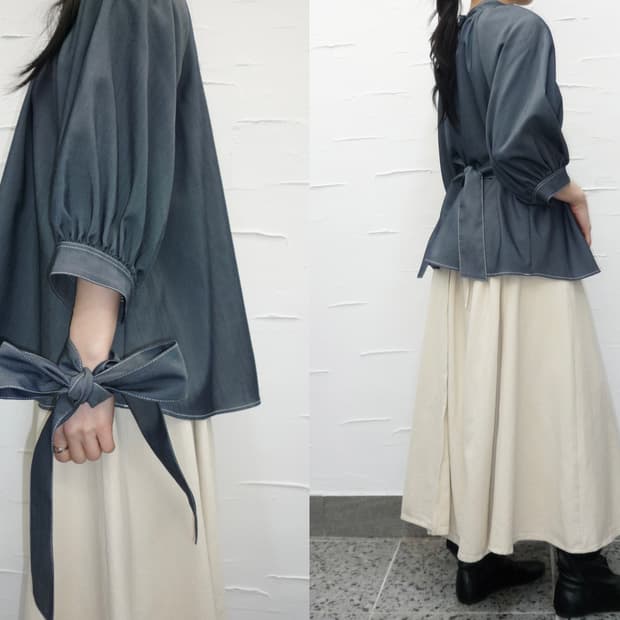 blue breeze flare blouse