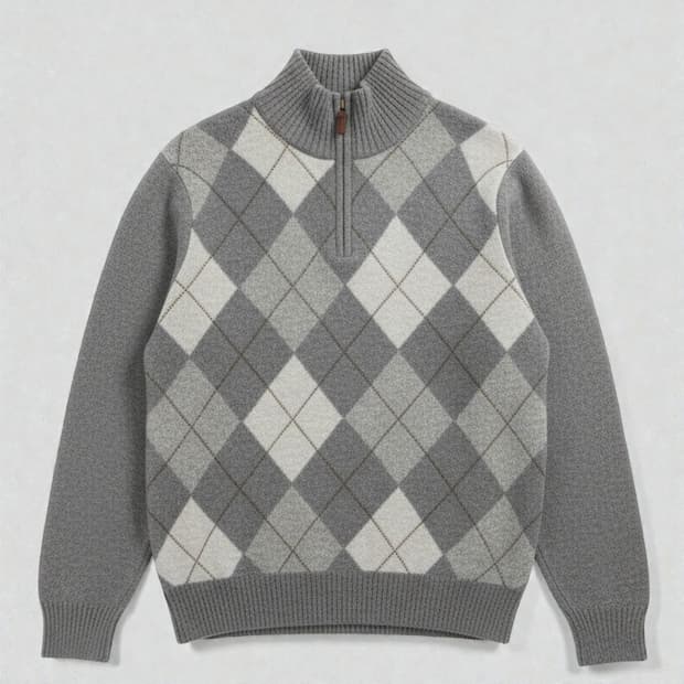 100)JCREW 제이크루 램스울 하프집업 아가일 니트