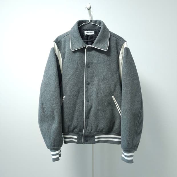 그레이 울 바시티 자켓 F