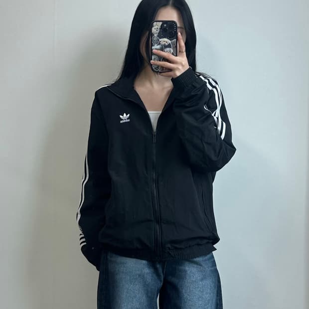 아디다스 파이어버드 사이드라인 블랙 우븐 바람막이 자켓