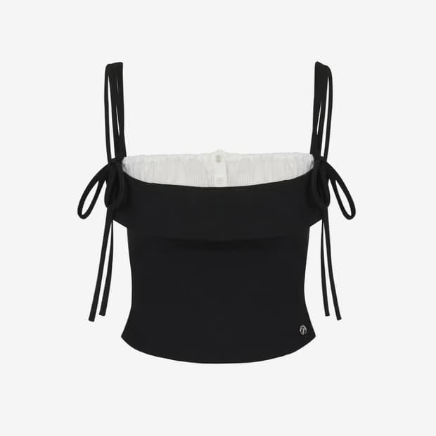 페인오어플레져 HEART RIBBON TOP black 리본 탑