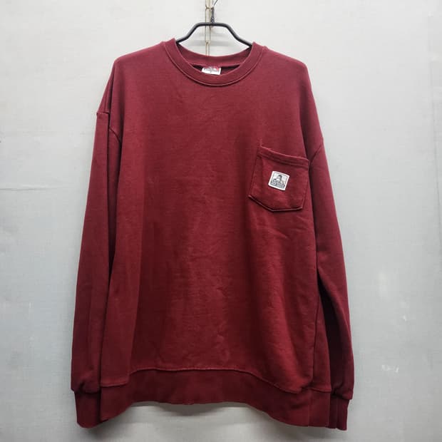 벤 데이비스 원포켓 로고 버건디 맨투맨 L