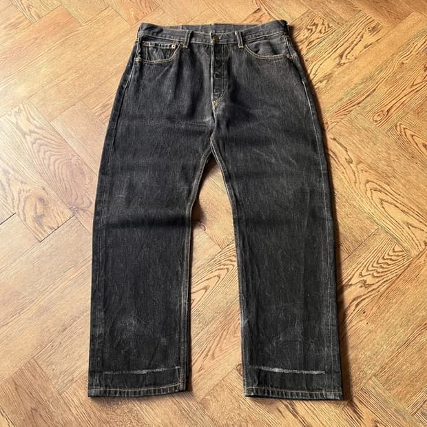 [34]리바이스 501XX 워시드 흑청 데님 팬츠