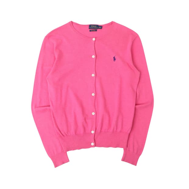 폴로 랄프로렌 핑크 코튼 니트 가디건
