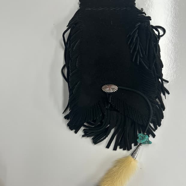 goros 고로스 블랙 디어스킨 메디슨 웨이스트백