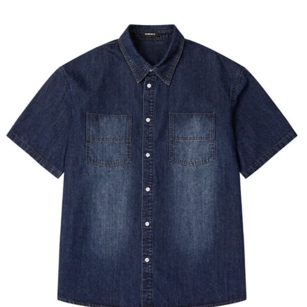 카디프 투포켓 워싱 데님 반팔 셔츠 [BLUE]