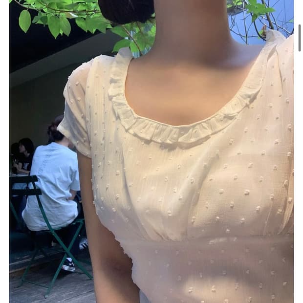 (새상품) 제니오 zaenio 애니 도트 쉬폰블라우스 L