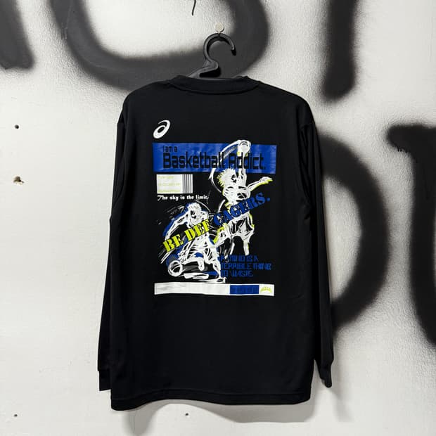아식스 빅 프린팅 바스켓볼 매쉬 긴팔 져지 티셔츠