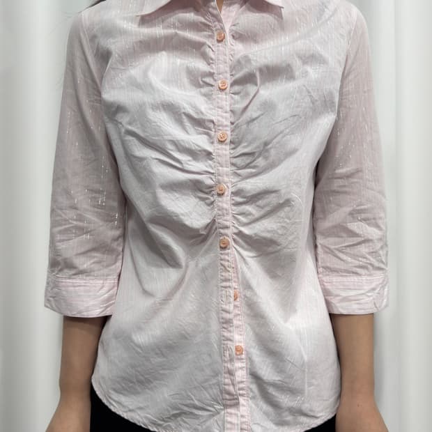 pink shirring glitter shirt
