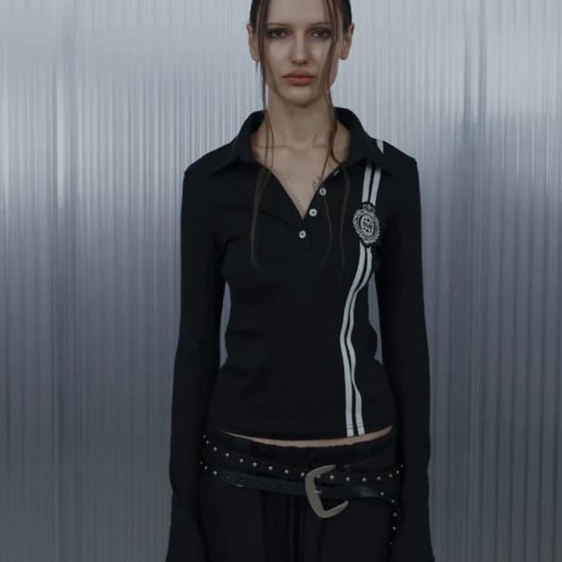 셋업이엑스이 waffle line collar tee 