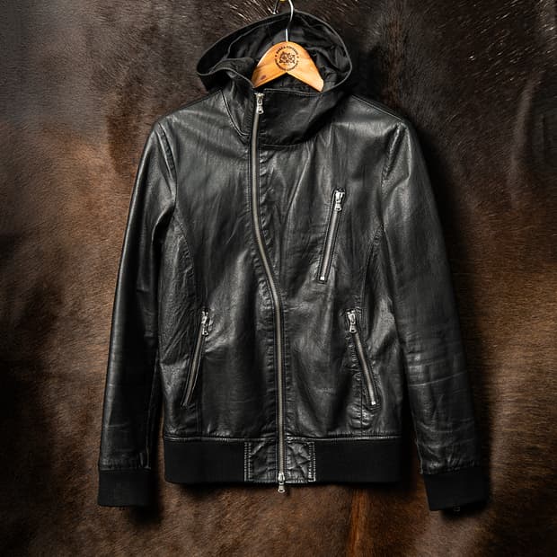 [90] 잭로즈 JACK ROSE 피그스킨 레더 후드집업 블랙 